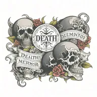 death, memento mori text tattoo design idea
