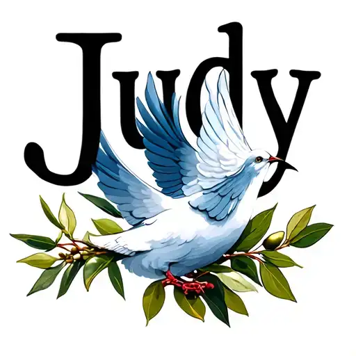 "Judy" peace dove carrying an olive branch tattoo design idea