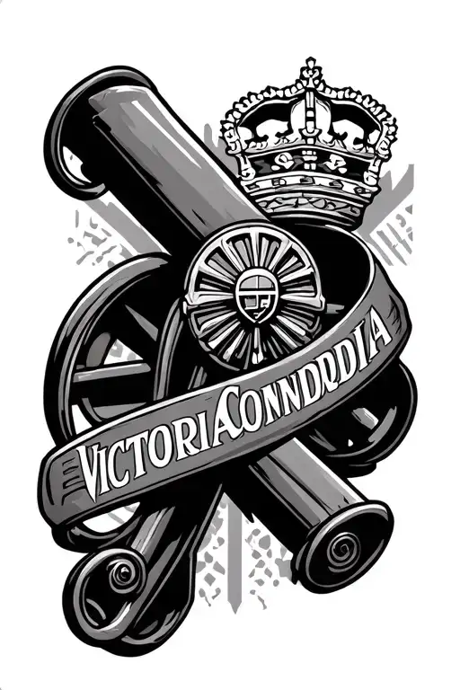 Arsenal fc cannon text Victoria Concordia Cresit tattoo design idea