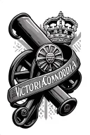 Arsenal fc cannon text Victoria Concordia Cresit tattoo design idea