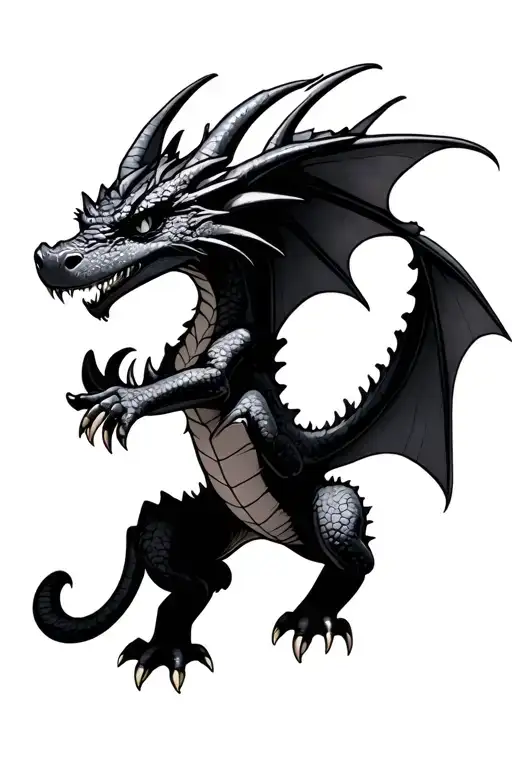 toothless dragon flying tattoo design idea