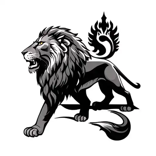 lion and warrior  tattoo design idea