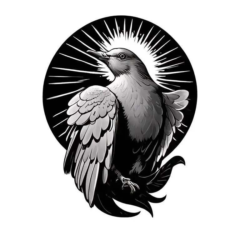 dove sun rays tattoo design idea