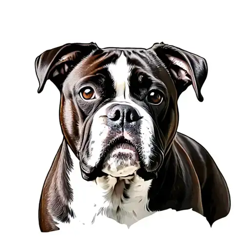 black and white brindle boxer dog tattoo design idea