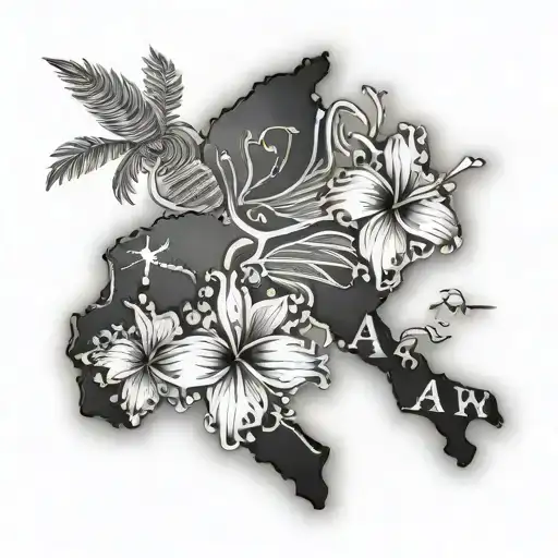 Hawaiian islands with names written tattoo design idea