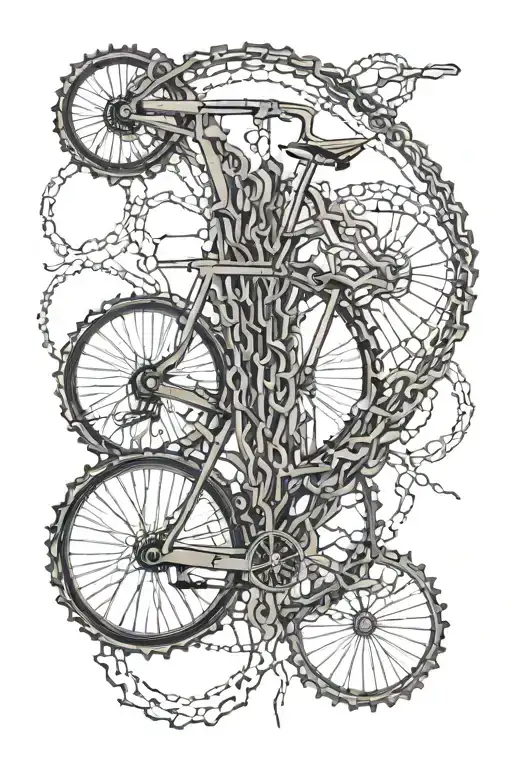 barley growing around a length of bicycle chain (not the full bike) tattoo design idea