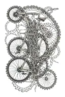 barley growing around a length of bicycle chain (not the full bike) tattoo design idea