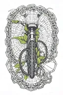 barley growing around a length of bicycle chain (not the full bike) tattoo design idea