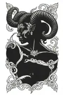Aries black demon woman tattoo design idea