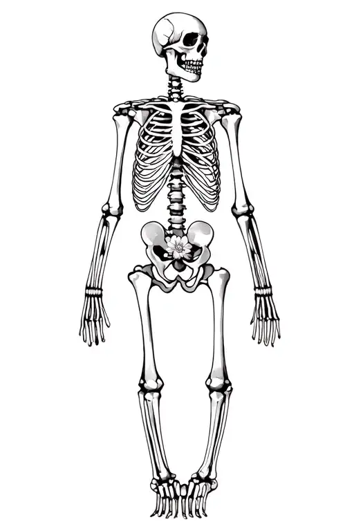 skeleton full body instead of bones it's made from flowers  tattoo design idea