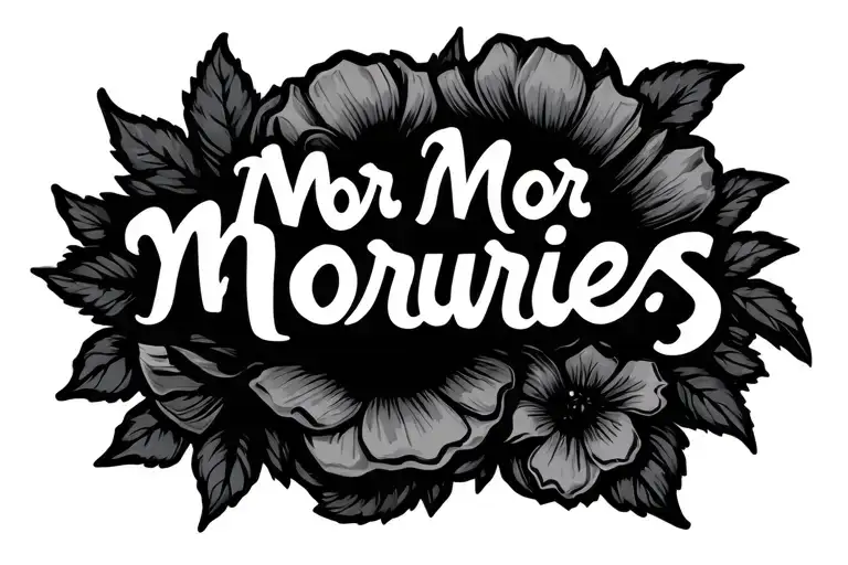 "Mor Mor Mor Moruries" text tattoo design idea