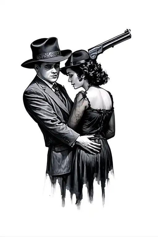 Bonnie and Clyde inspired tattoo design idea