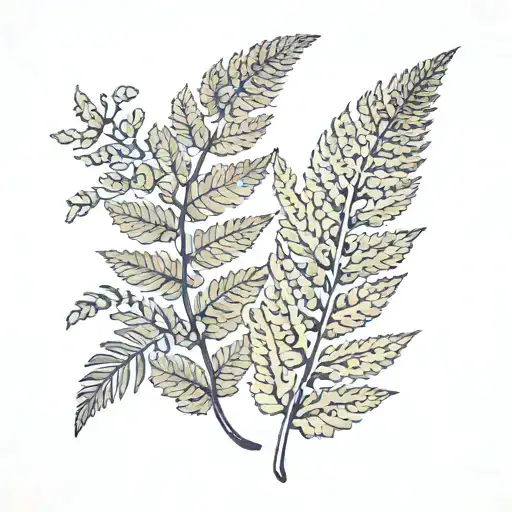 2 fern leaves. best friends theme. autumn colors. tattoo design idea