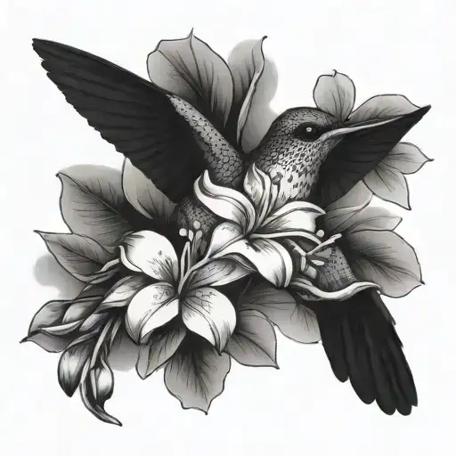Guyana hummingbird frangipani ibiscus tattoo design idea