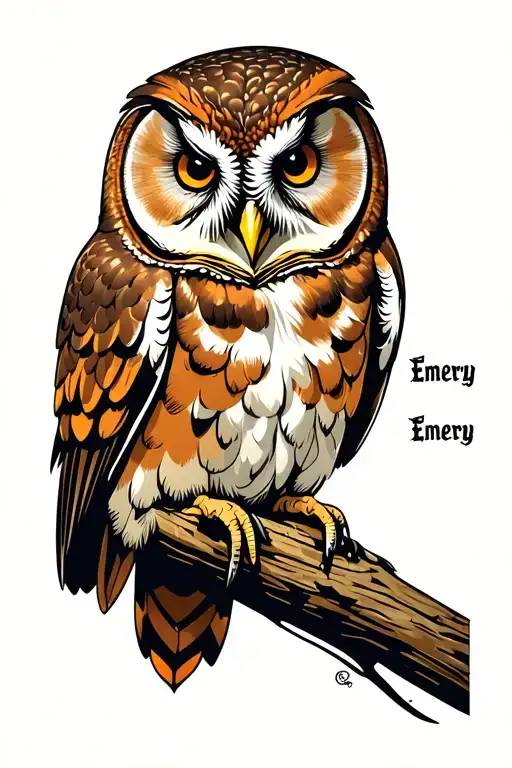 "Emery " Barred Owl tattoo design idea