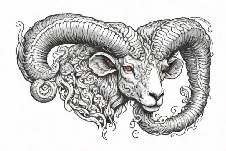 fire aries ram tattoo design idea