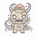 kawaii Halloween monster tattoo design idea