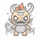 kawaii Halloween monster tattoo design idea