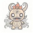 kawaii Halloween monster tattoo design idea