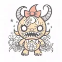 kawaii Halloween monster tattoo design idea