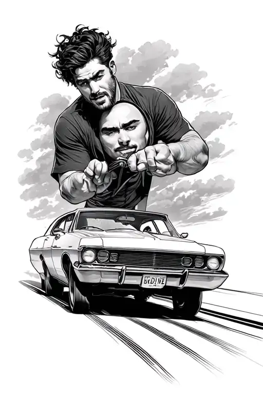 dreaming in a getaway car guy driving away he was strong tattoo design idea