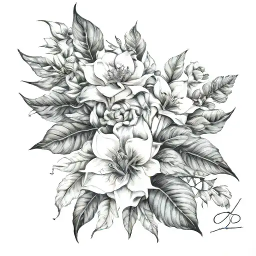 botanic style draw me tattoo design idea