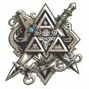 Triforce symbol with elements from the game "The Legend of Zelda" and Link's sword tattoo design idea