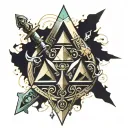 Triforce symbol with elements from the game "The Legend of Zelda" and Link's sword tattoo design idea