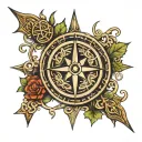 runic compass with Celtic knotwork intertwined tattoo design idea