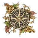 runic compass with Celtic knotwork intertwined tattoo design idea