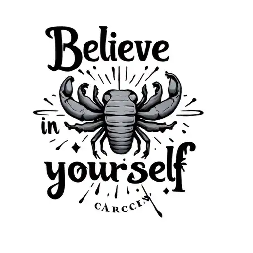 "Believe in yourself " Zodiac Cancer tattoo design idea