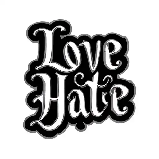 "Love, Hate" Two Word Ambigram Generator tattoo design idea