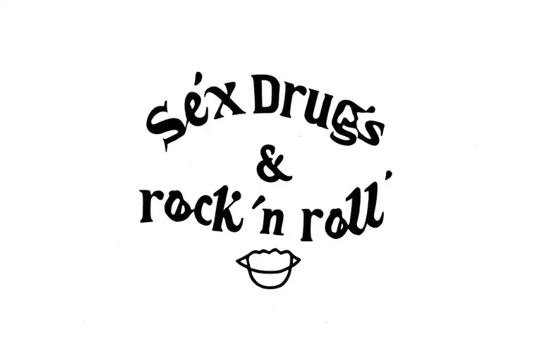 simple style "sex drugs & rock n roll" tattoo design idea