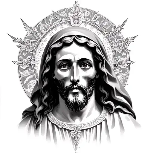 Santa Death, San Judas Tadeo, Virgen Maria, Jesus tattoo design idea