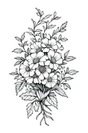 vine and flower bouquet tattoo design idea