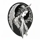 crying angel praying tattoo design idea