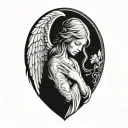 crying angel praying tattoo design idea