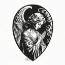 crying angel praying tattoo design idea