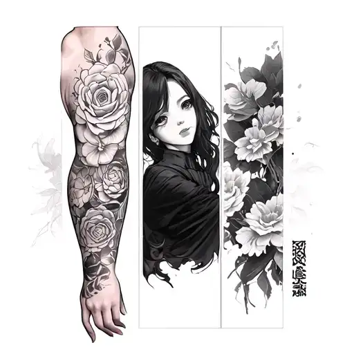 anime manga panels as full arm sleeve tattoo design idea