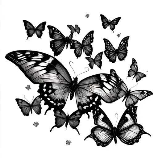 mini black butterflies tattoo design idea