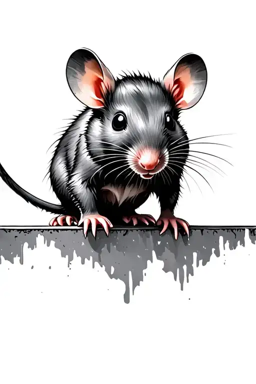 rat holding onto ledge about to fall tattoo design idea