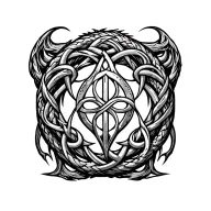 jormungandr circle with Celtic shield knot inside tattoo design idea