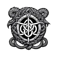 jormungandr circle with Celtic shield knot inside tattoo design idea