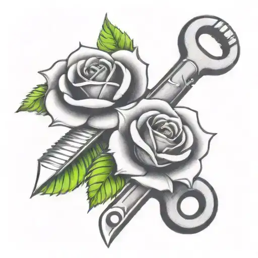 A tattoo of a wrench and a rose intertwined, symbolizing the balance between your occupation as a plumber and your love for your wife tattoo design idea