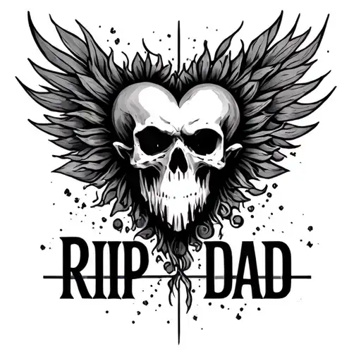 rip dad with heart rate taking the last breath tattoo design idea
