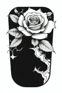 A tattoo design of a black and red rose growing out of a pile of waste tattoo design idea