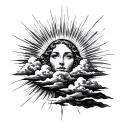 Clouds And Sun Rays tattoo design idea