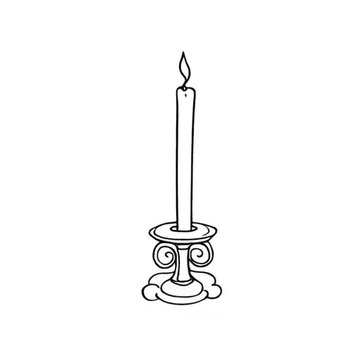 candle outline with flame on little stand.  tattoo design idea