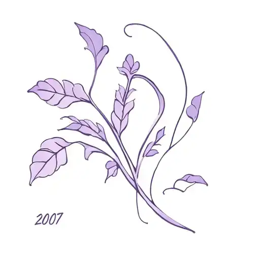 lilac and number 2007  tattoo design idea