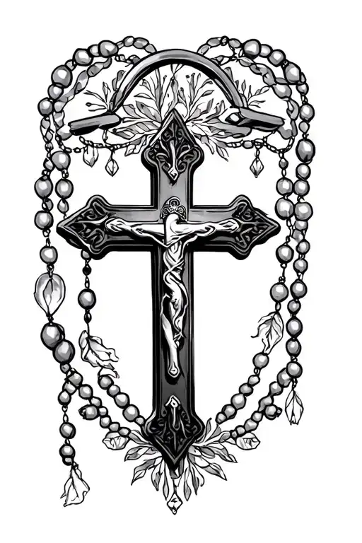 faith based cross with rosary forearm tattoo tattoo design idea